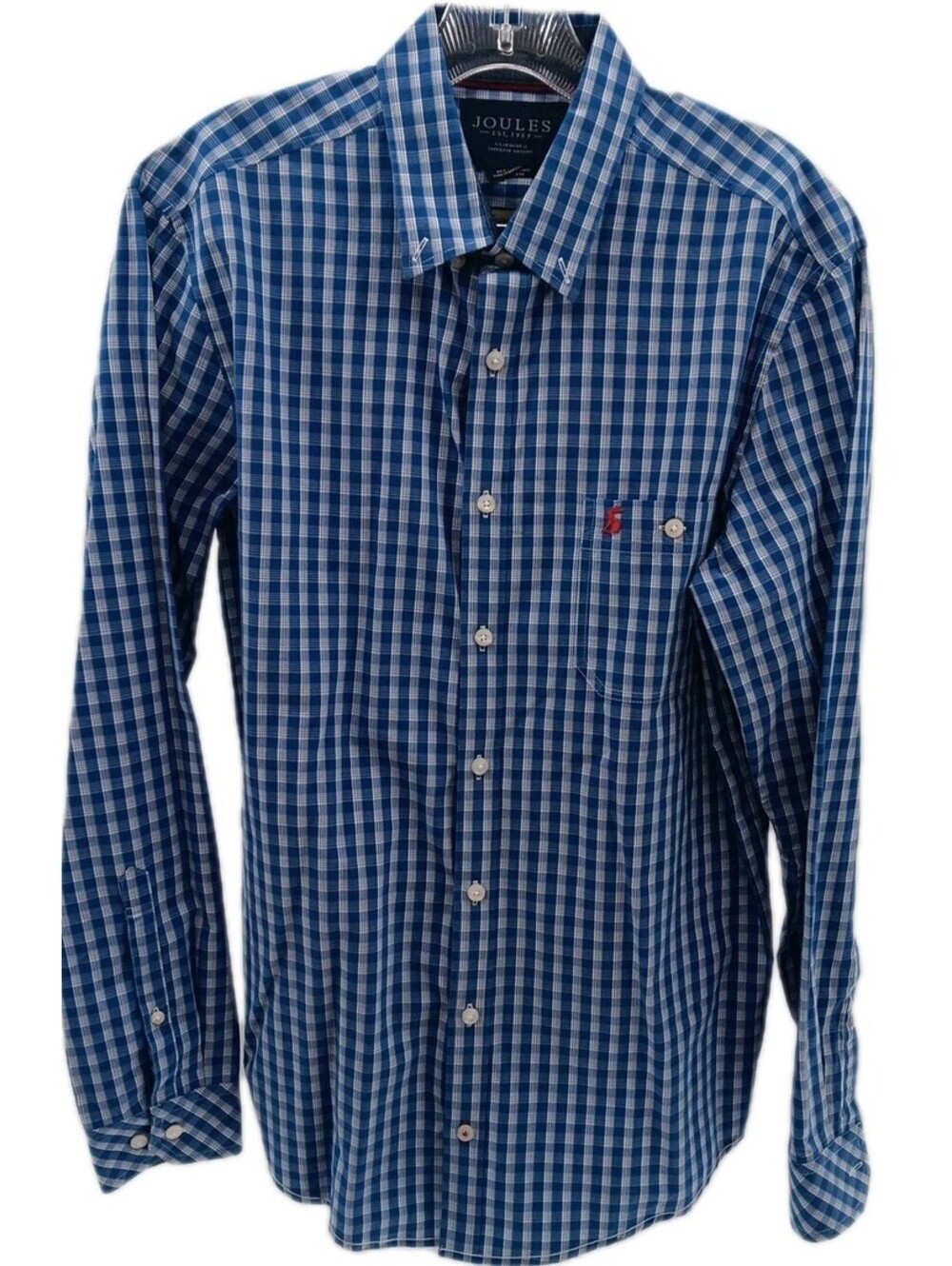 Joules Shirt Mens Medium Blue Classic Fit Button Up Check Business Casual Preppy
